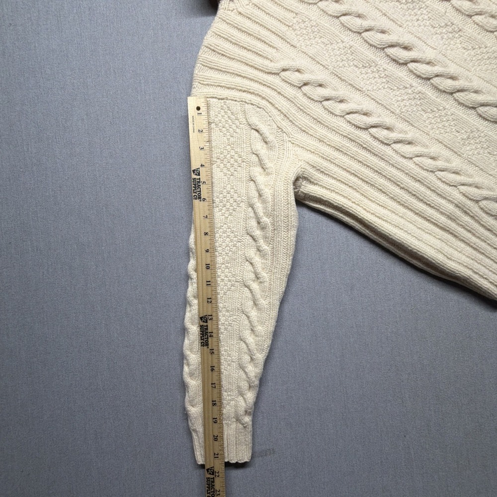 Vintage Polo Ralph Lauren Sweater Men Medium Lambswool Hand Knit Fisherman Cable - Picture 5 of 7